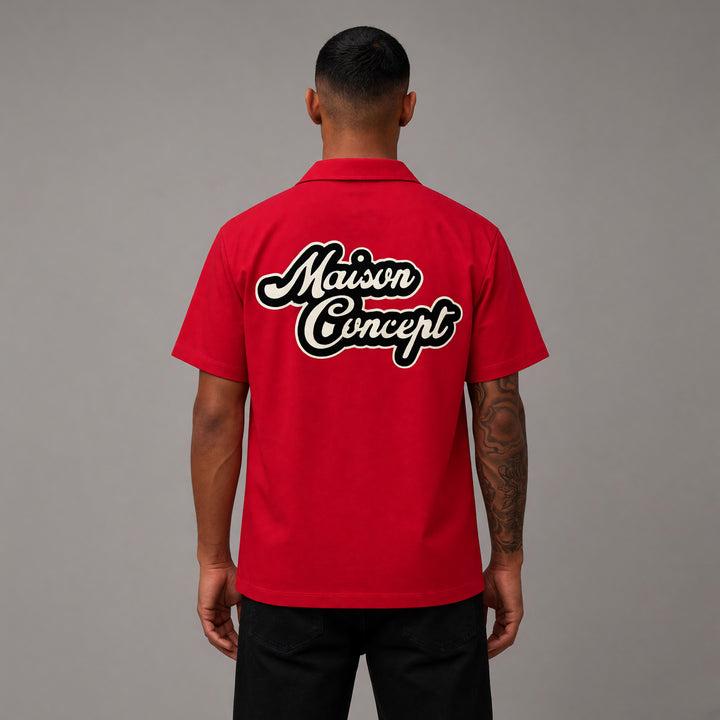 Maison Cropped Button Up - Red