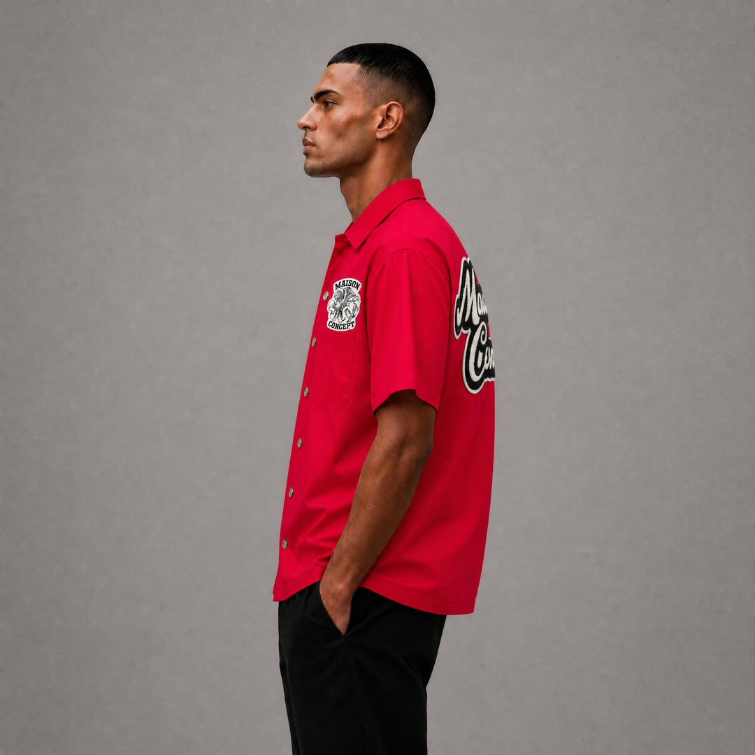 Maison Cropped Button Up - Red