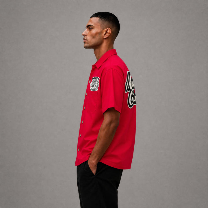 Maison Cropped Button Up - Red