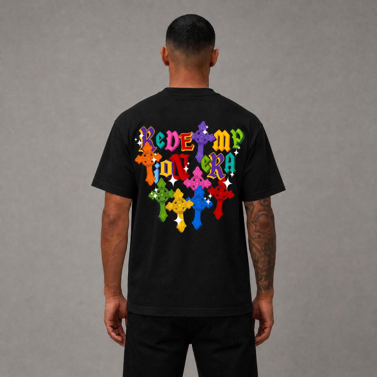 Multi Colorway Cropped Tee - Black