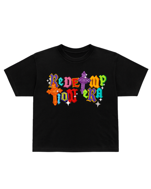 Multi Colorway Cropped Tee - Black