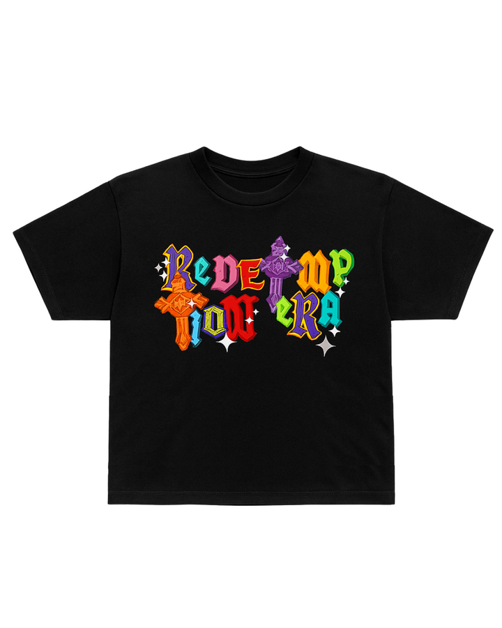 Multi Colorway Cropped Tee - Black
