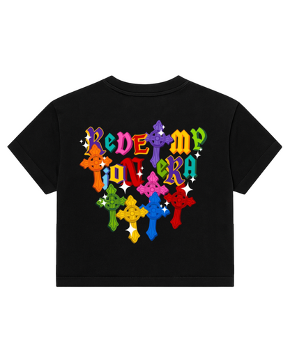 Multi Colorway Cropped Tee - Black
