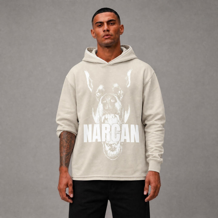 Narcan Cropped Hoodie - Oatmeal
