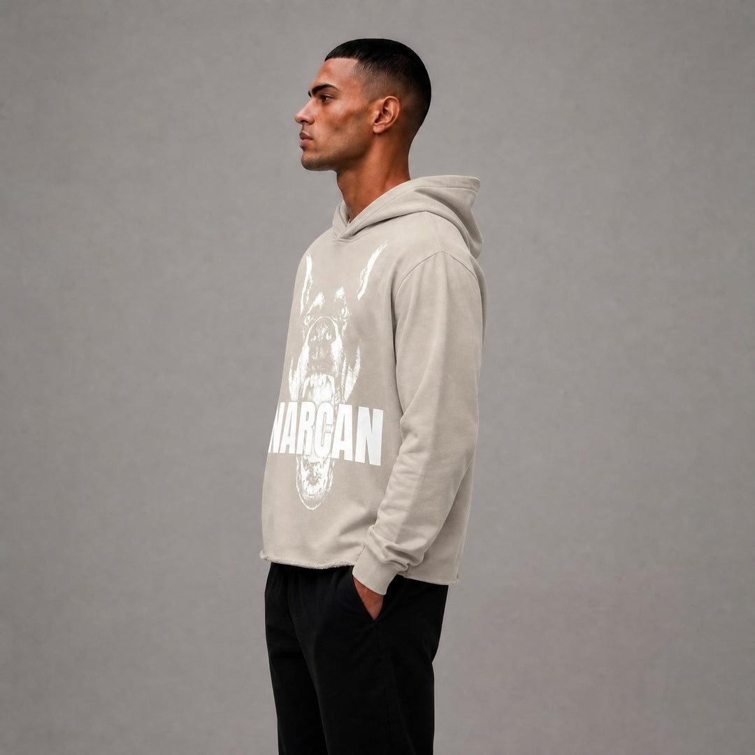 Narcan Cropped Hoodie - Oatmeal