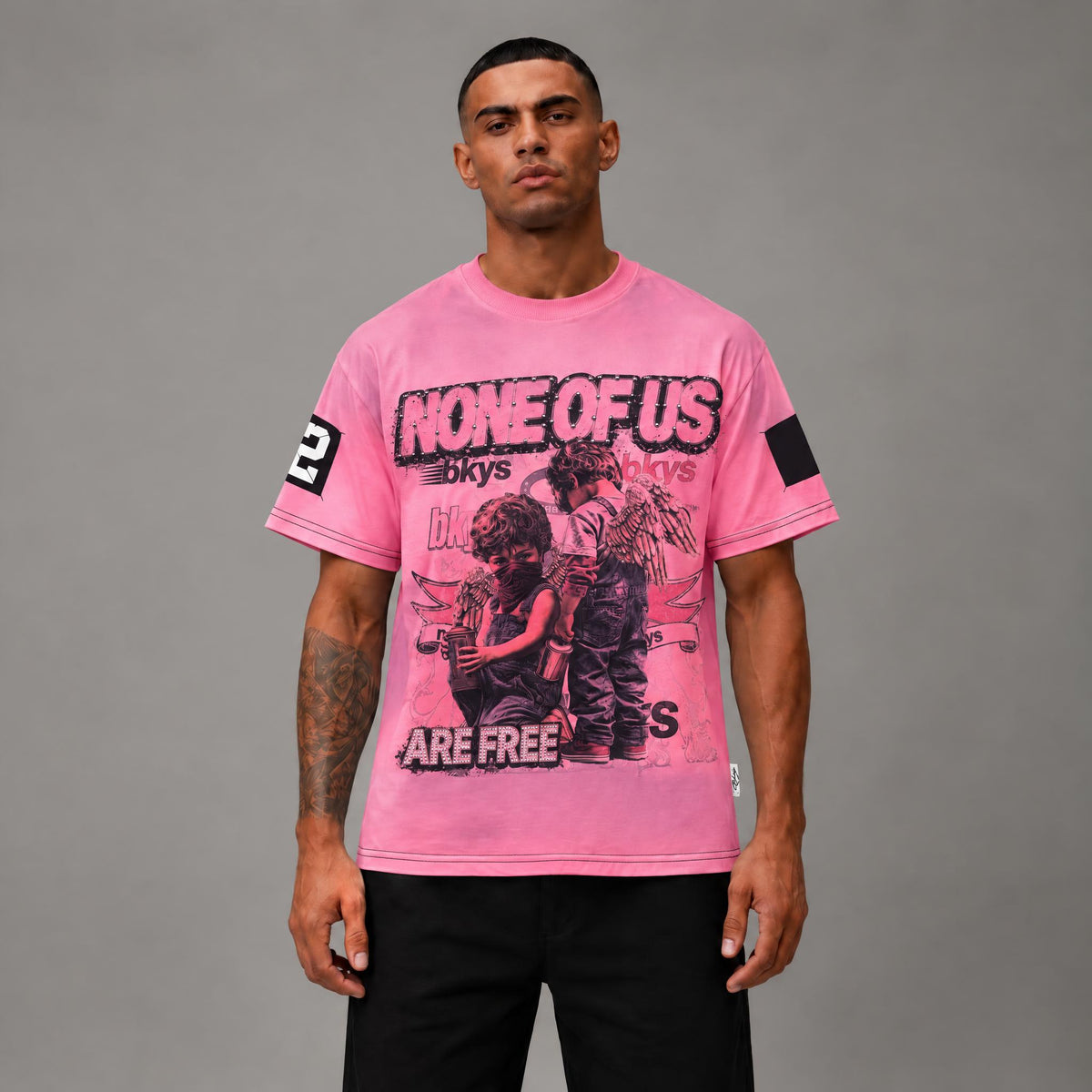 None of Us Are Free French Terry Tee - Men's Graphic Streetwear T-Shirt
