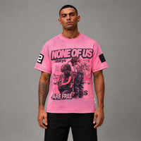 None of Us Are Free French Terry Tee - Men's Graphic Streetwear T-Shirt