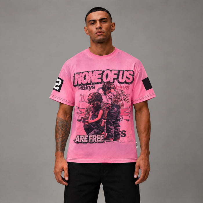 None of Us Are Free French Terry Tee - Men's Graphic Streetwear T-Shirt