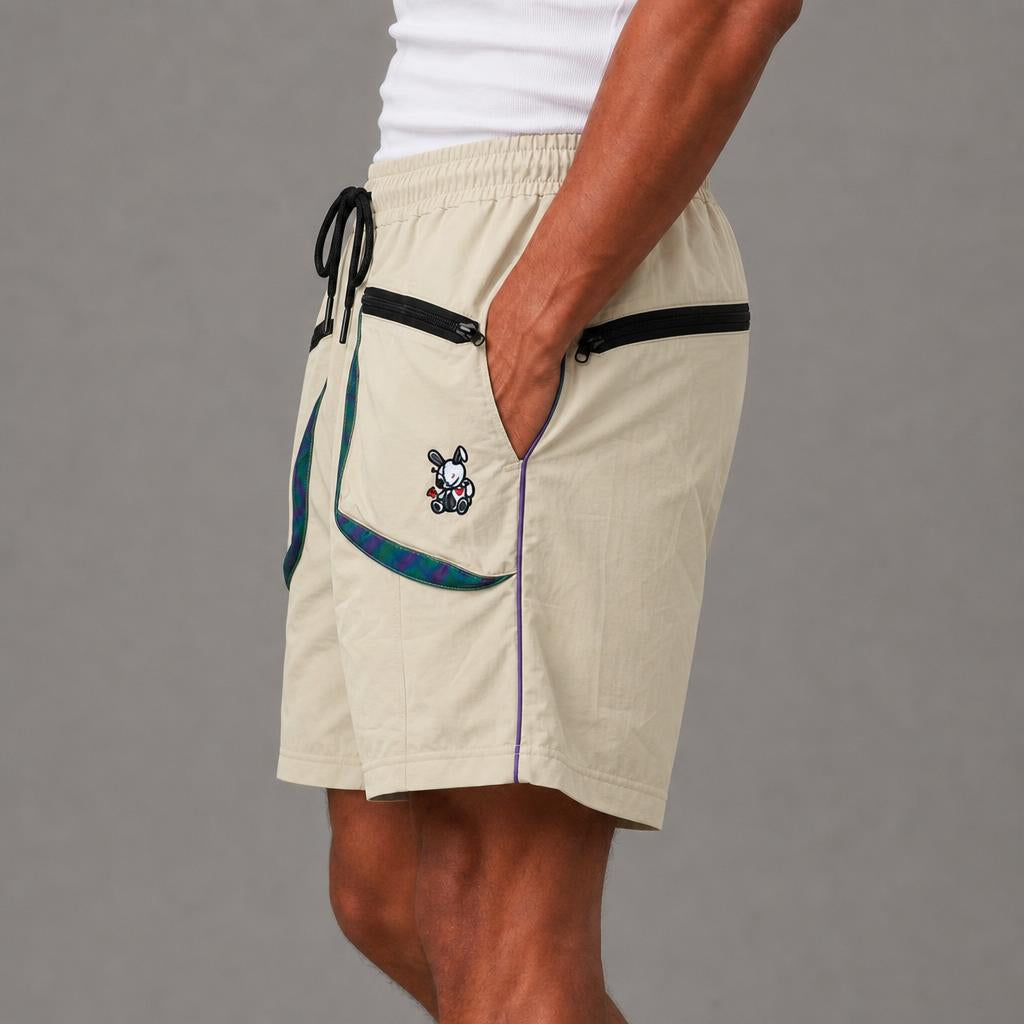 Nylon Short Pants W/ Cargo Pocket -Khaki (SP107)