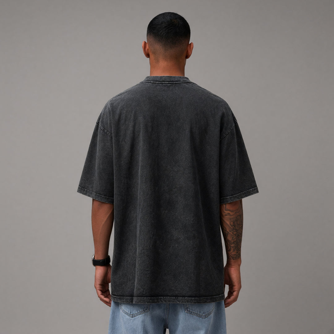One Good Turn Acid Wash Tee - Dark Grey