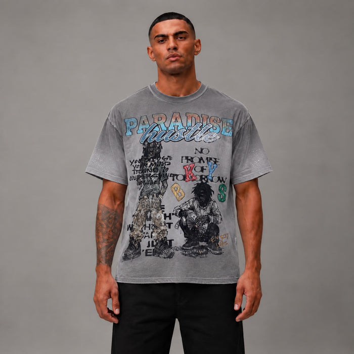 Paradise Hustle French Terry Tee - Men's Graphic Streetwear T-Shirt