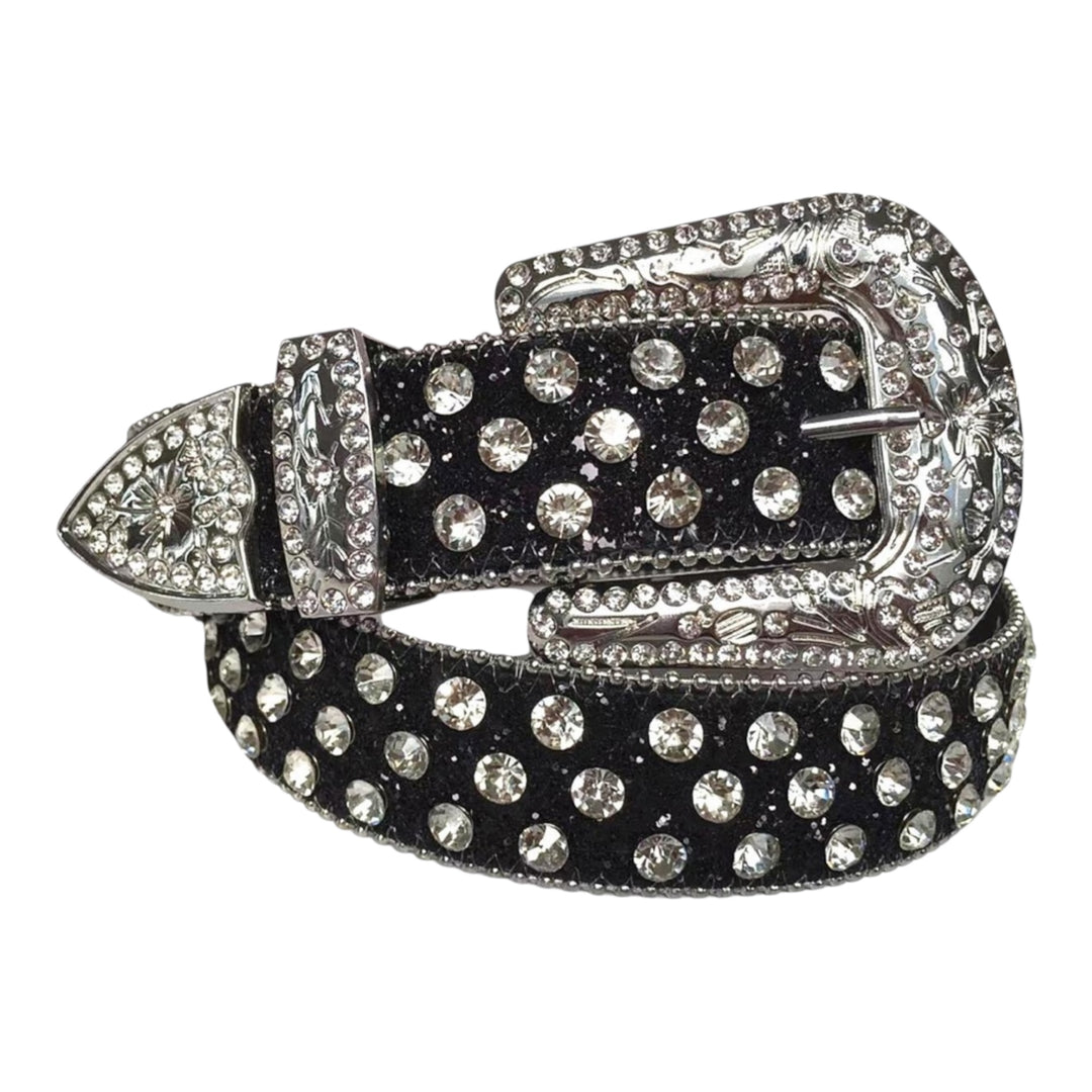 Rhinestone Belt - Black/Silver