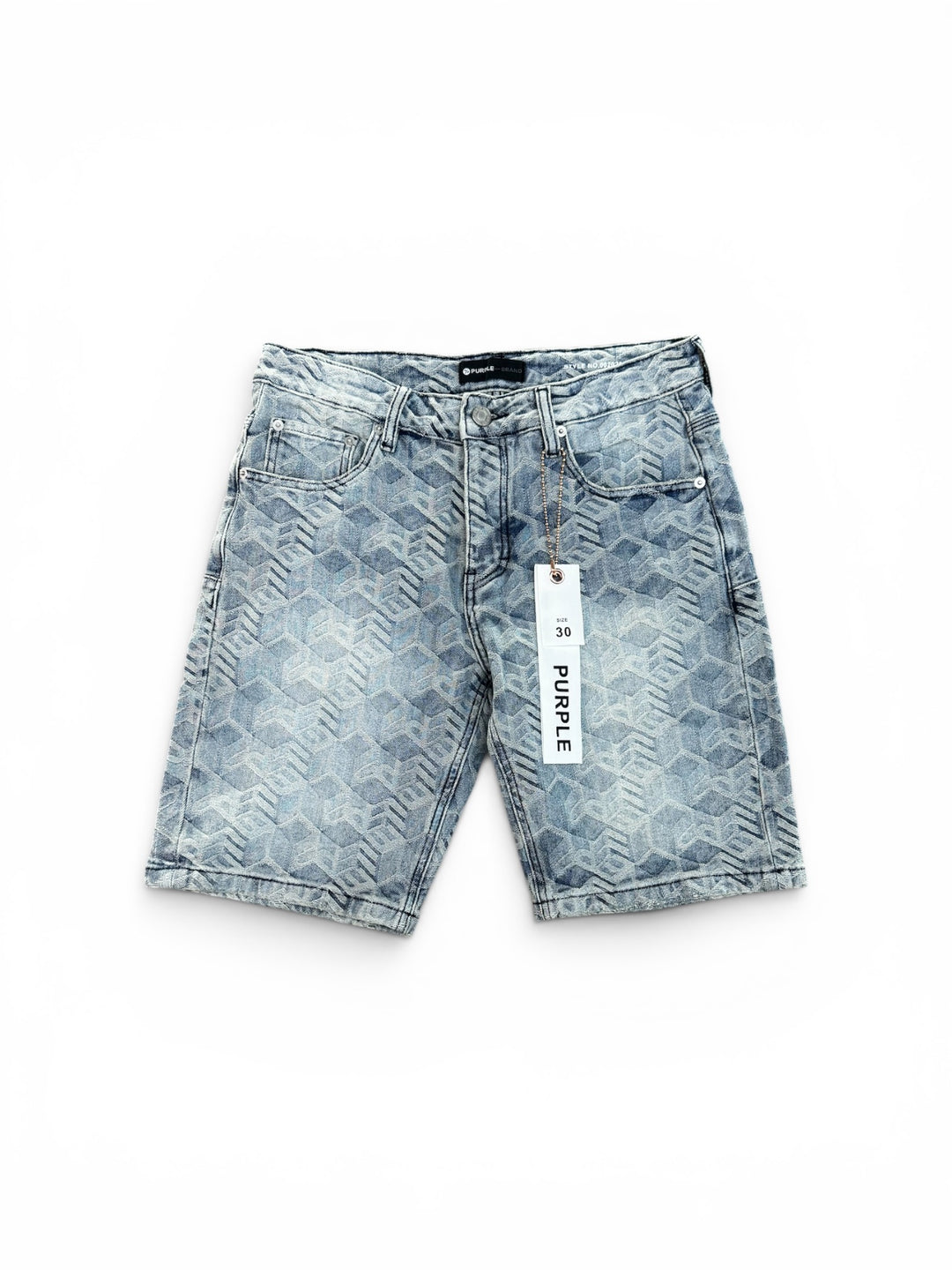 Purple Brand Rhinestone Shorts - Light Blue (2)