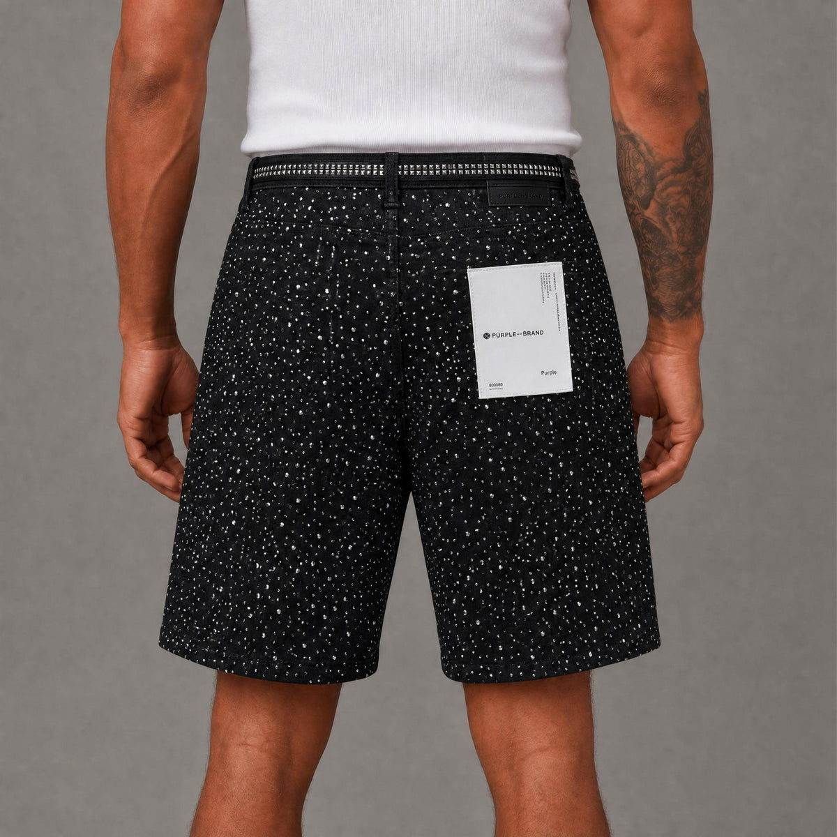 Purple Brand Rhinestone Shorts - Black (2)