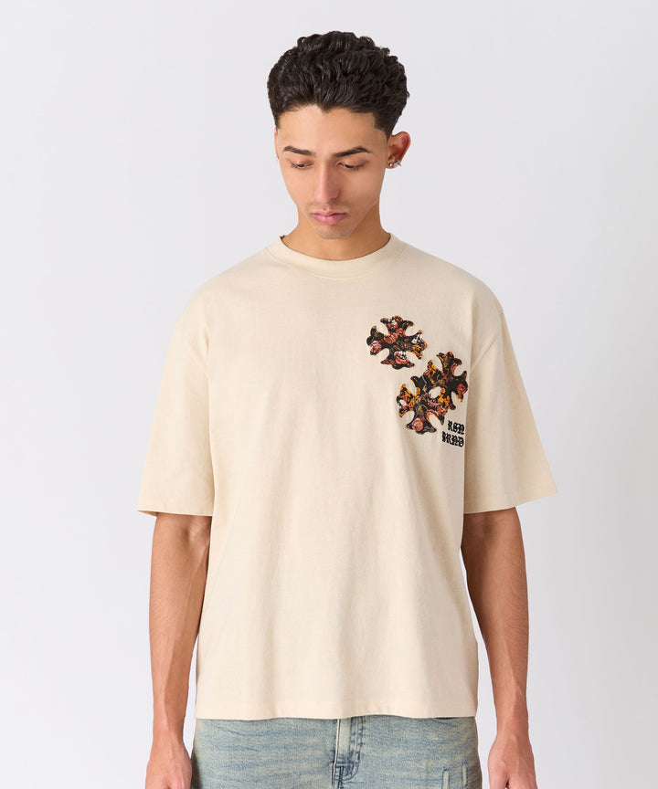 Cross Distressed Hem Tee