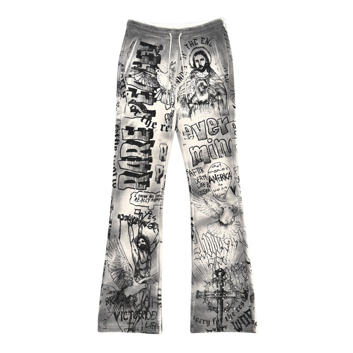 WASHED ALL OVER PRINT JOGGER W/ RHINESTONE DETAIL