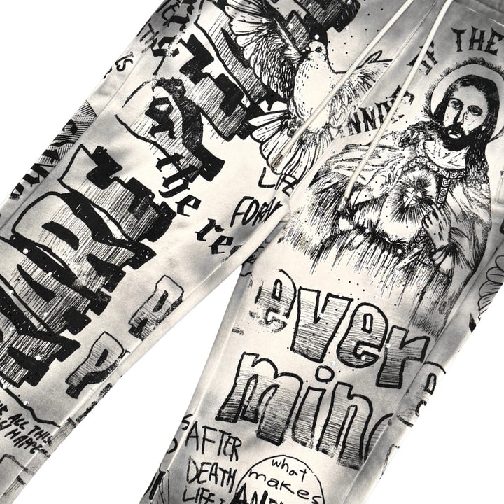 WASHED ALL OVER PRINT JOGGER W/ RHINESTONE DETAIL