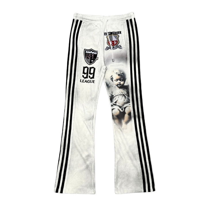 WASHED CUT &amp; SEW STACKED SWEATS W/ PATCHES