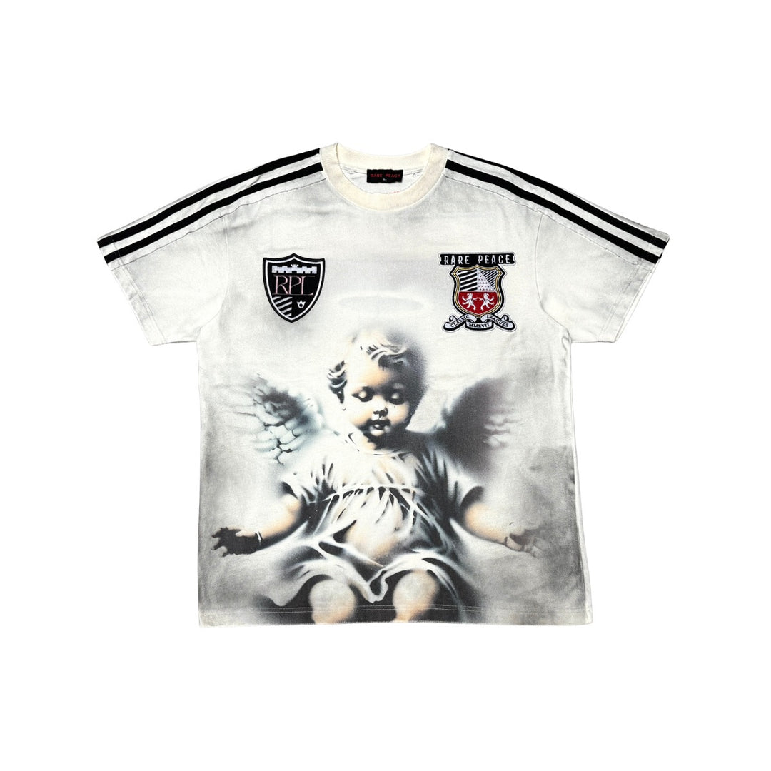 WASHED CUT &amp; SEW TEE W/ PATCHES