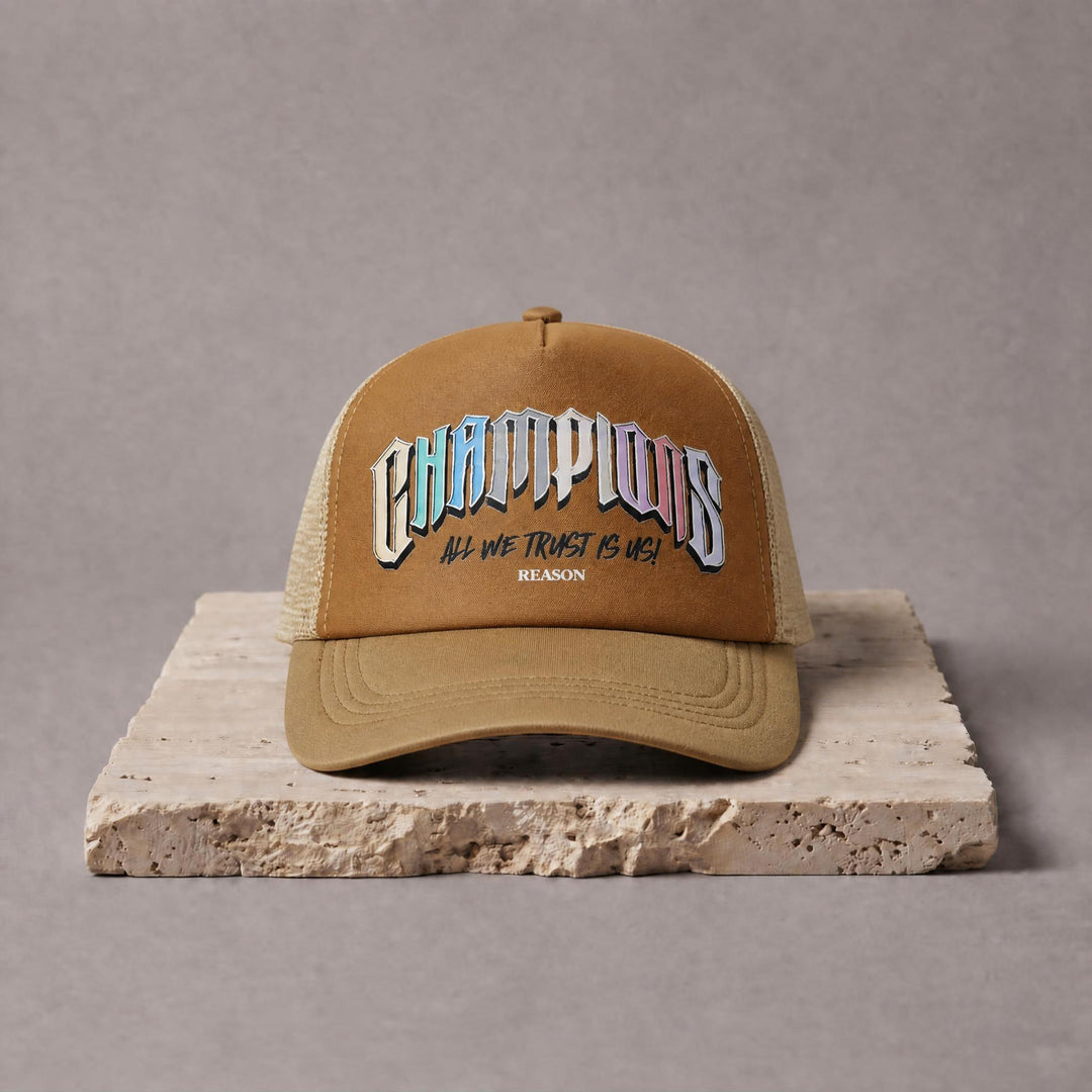 RTH-F-21 CHAMPIONS TRUCKER HAT KHAKI