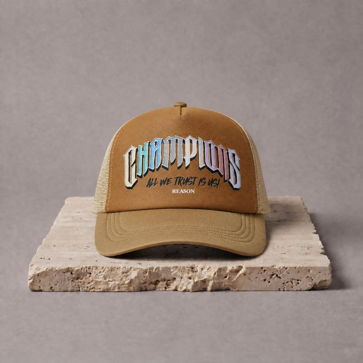 RTH-F-21 CHAMPIONS TRUCKER HAT KHAKI