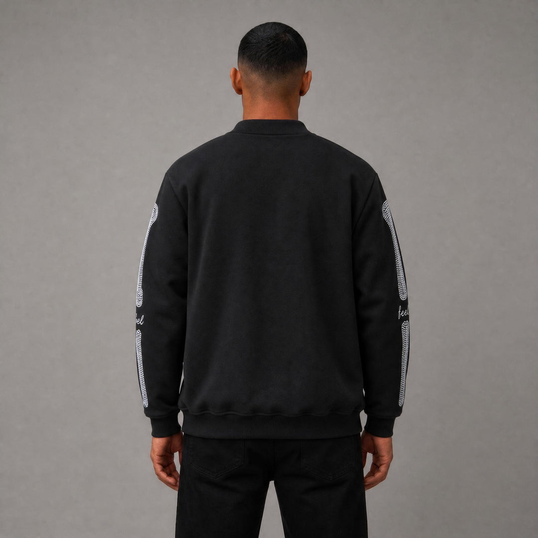 R Stone Varsity Jacket - Black