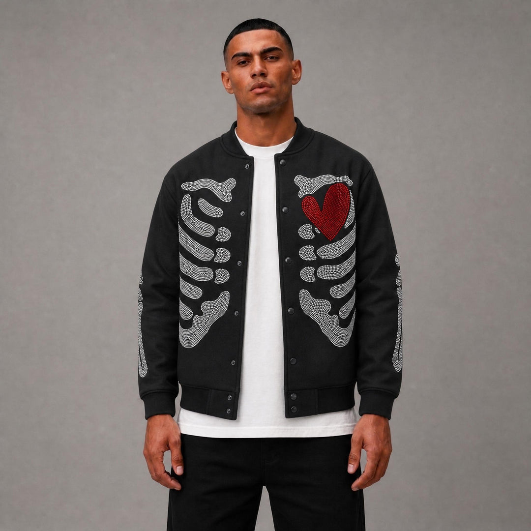 R Stone Varsity Jacket - Black