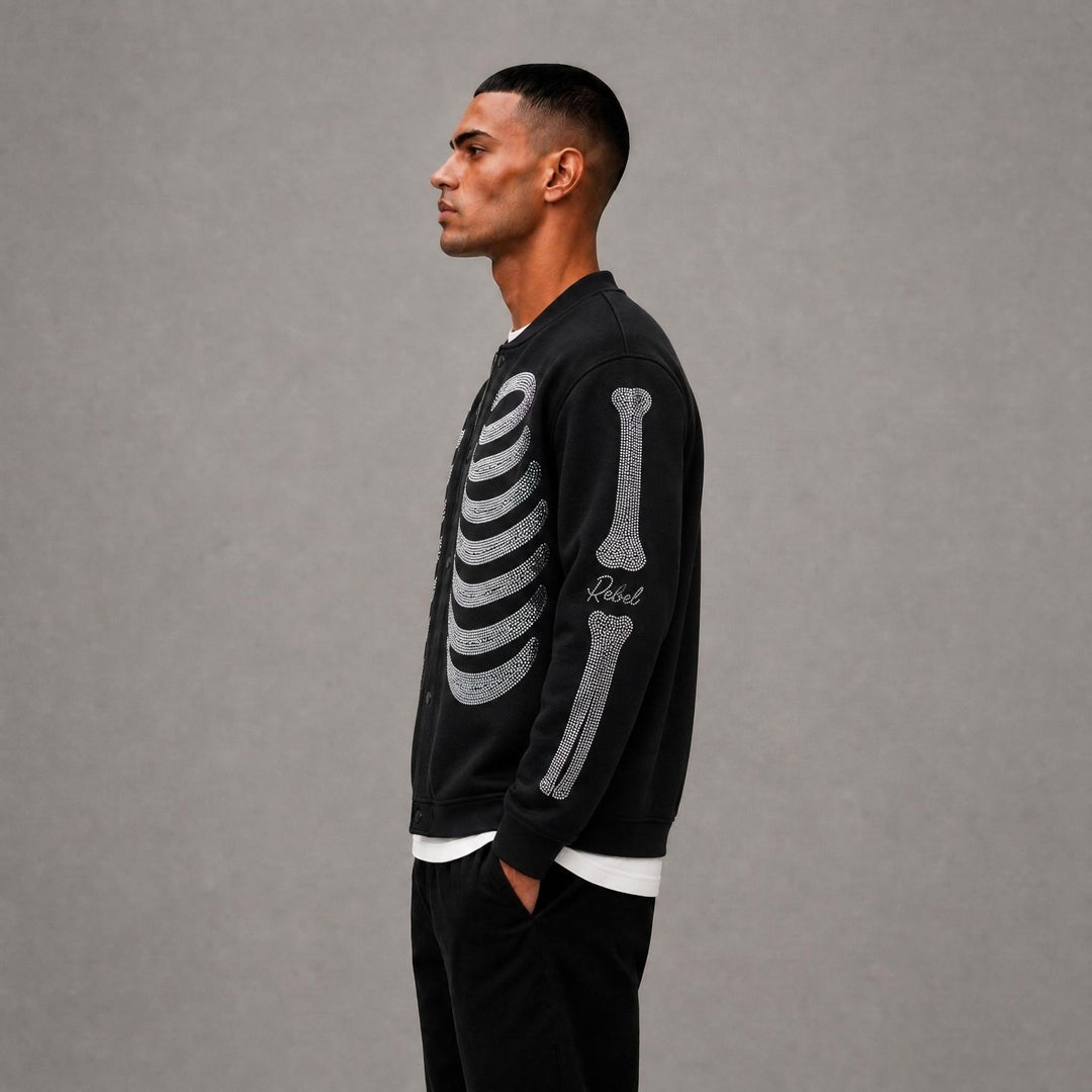 R Stone Varsity Jacket - Black