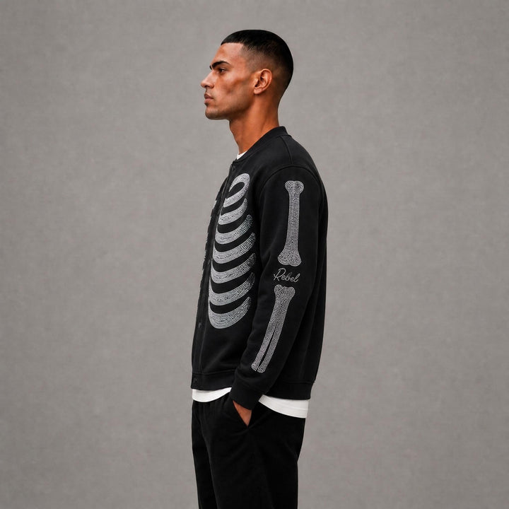 R Stone Varsity Jacket - Black