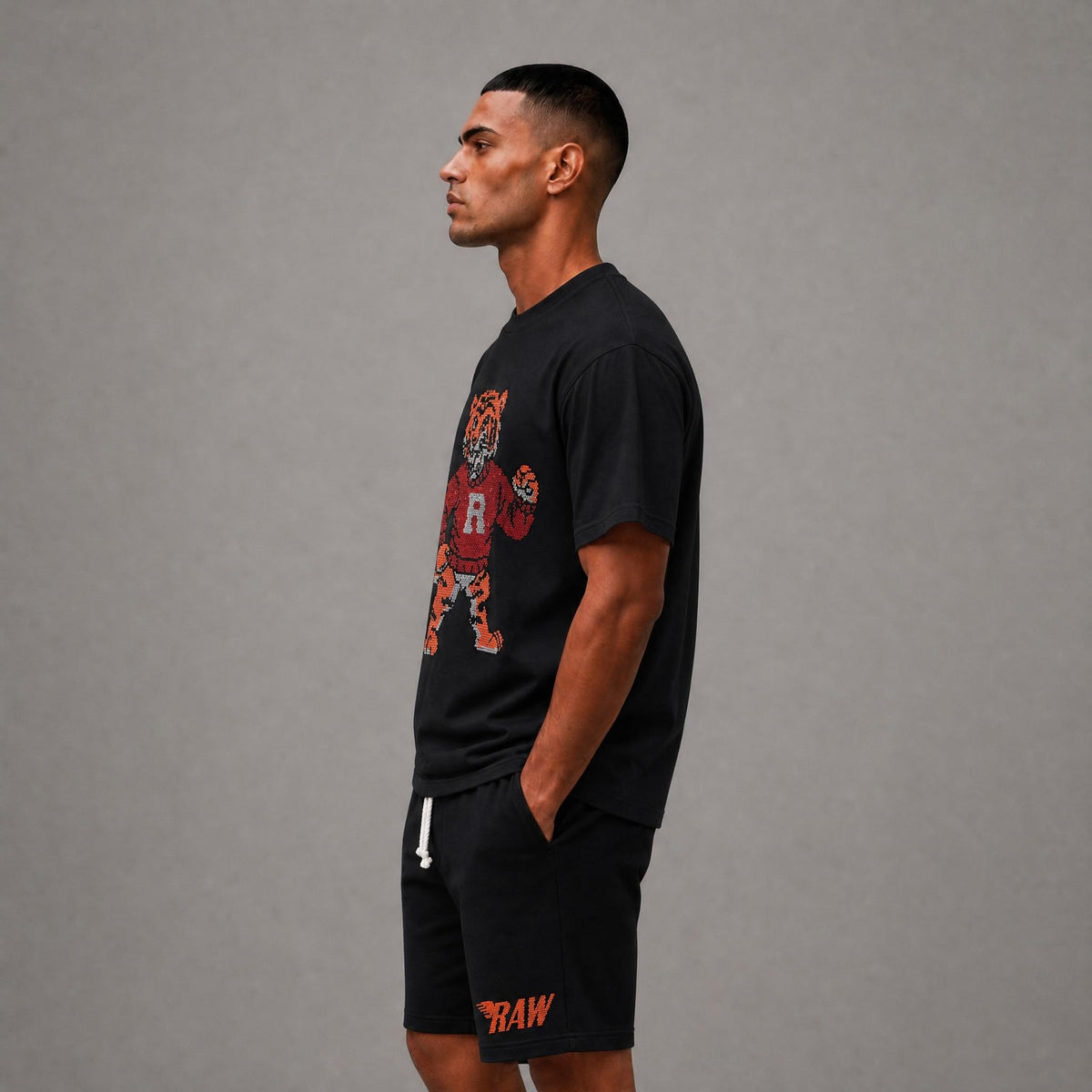 Rawyalty Tiger Bling Shorts - Black