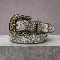 Rhinestone Belt - Black/Gold