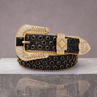 Rhinestone Belt - Black/Gold