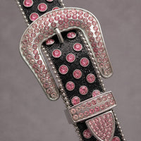 Rhinestone Belt - Black/Pink