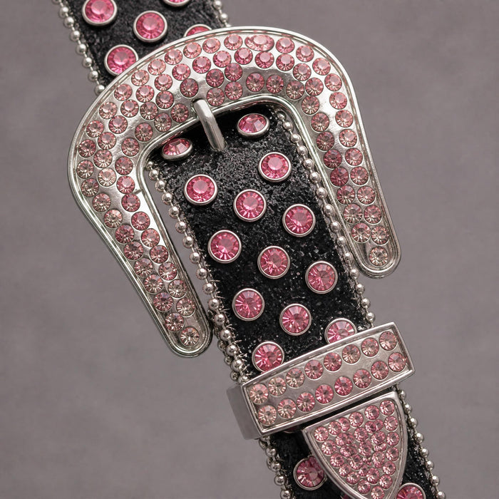 Rhinestone Belt - Black/Pink