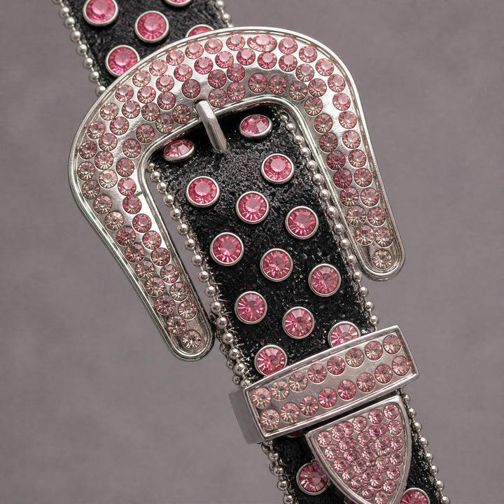 Rhinestone Belt - Black/Pink