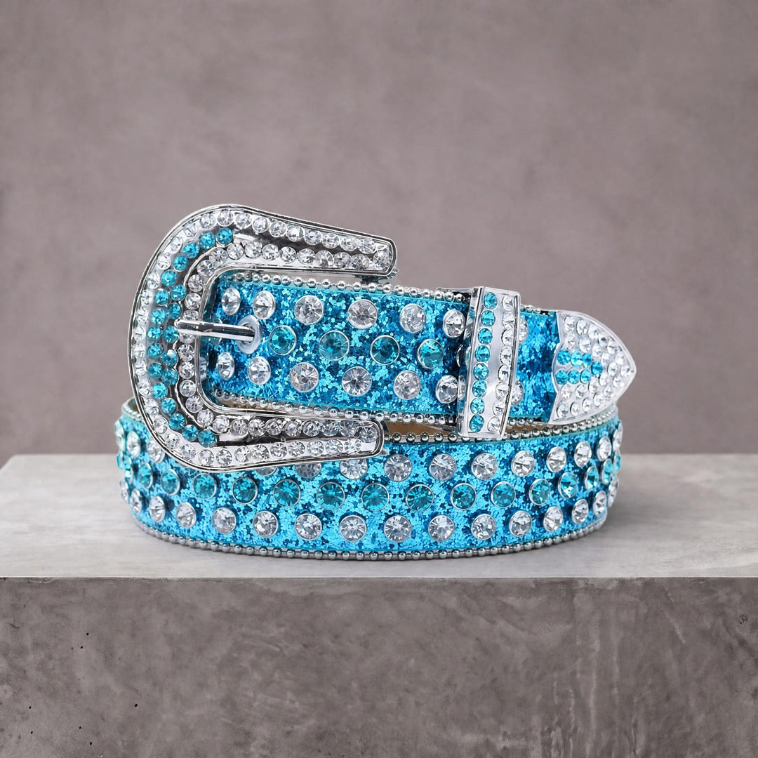 Rhinestone Belt - Blue/Silver