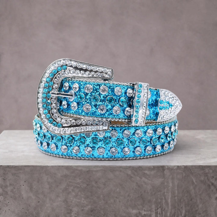 Rhinestone Belt - Blue/Silver