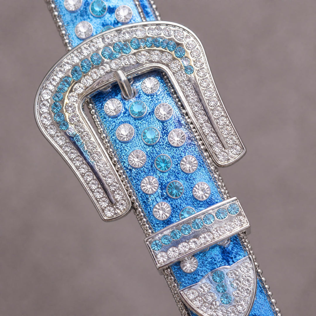 Rhinestone Belt - Blue/Silver