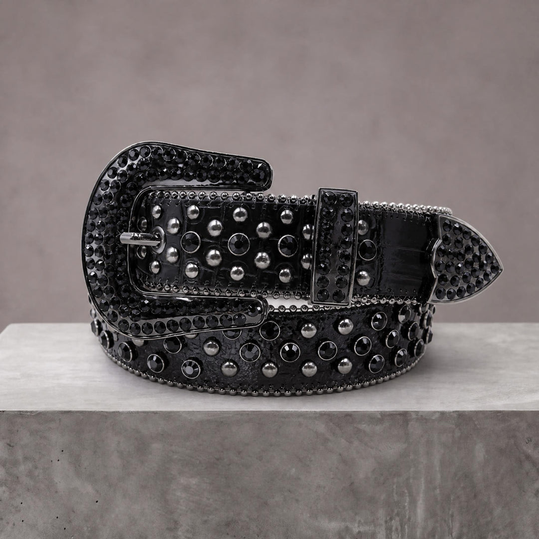 Rhinestone Belt - Jet Black