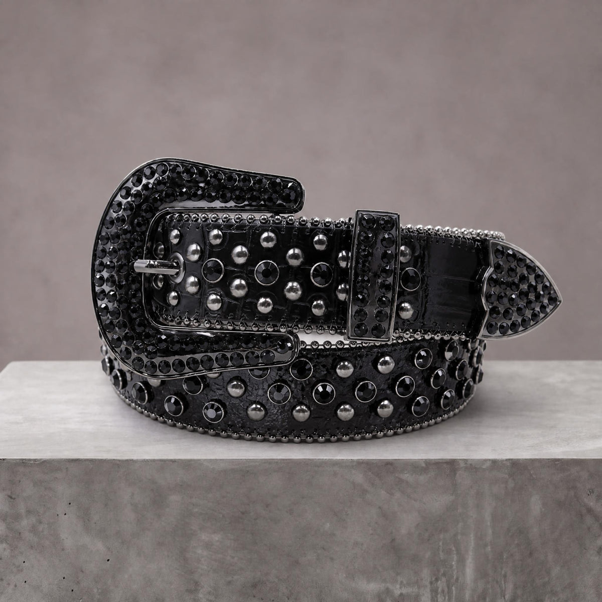 Rhinestone Belt - Jet Black