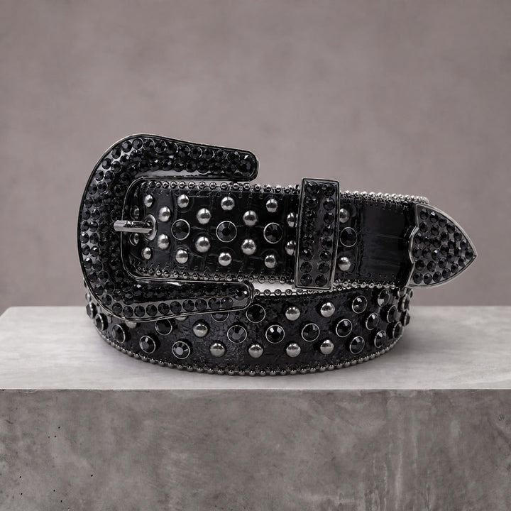 Rhinestone Belt - Jet Black
