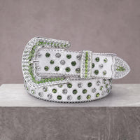 Rhinestone Belt - White/Green