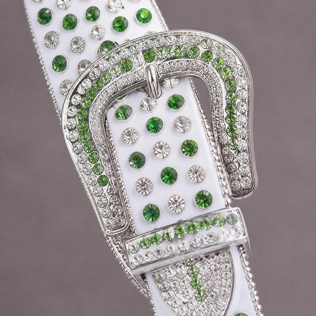 Rhinestone Belt - White/Green