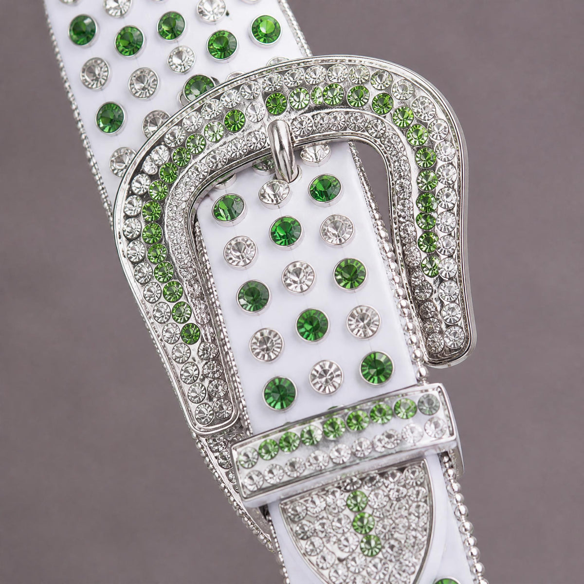 Rhinestone Belt - White/Green