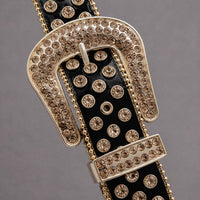 Rhinestone Skulls Belt -Black/Gold