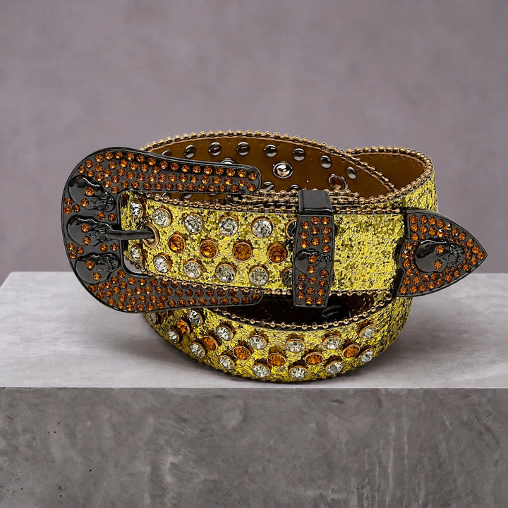 Rhinestone Skulls Belt - Vintage