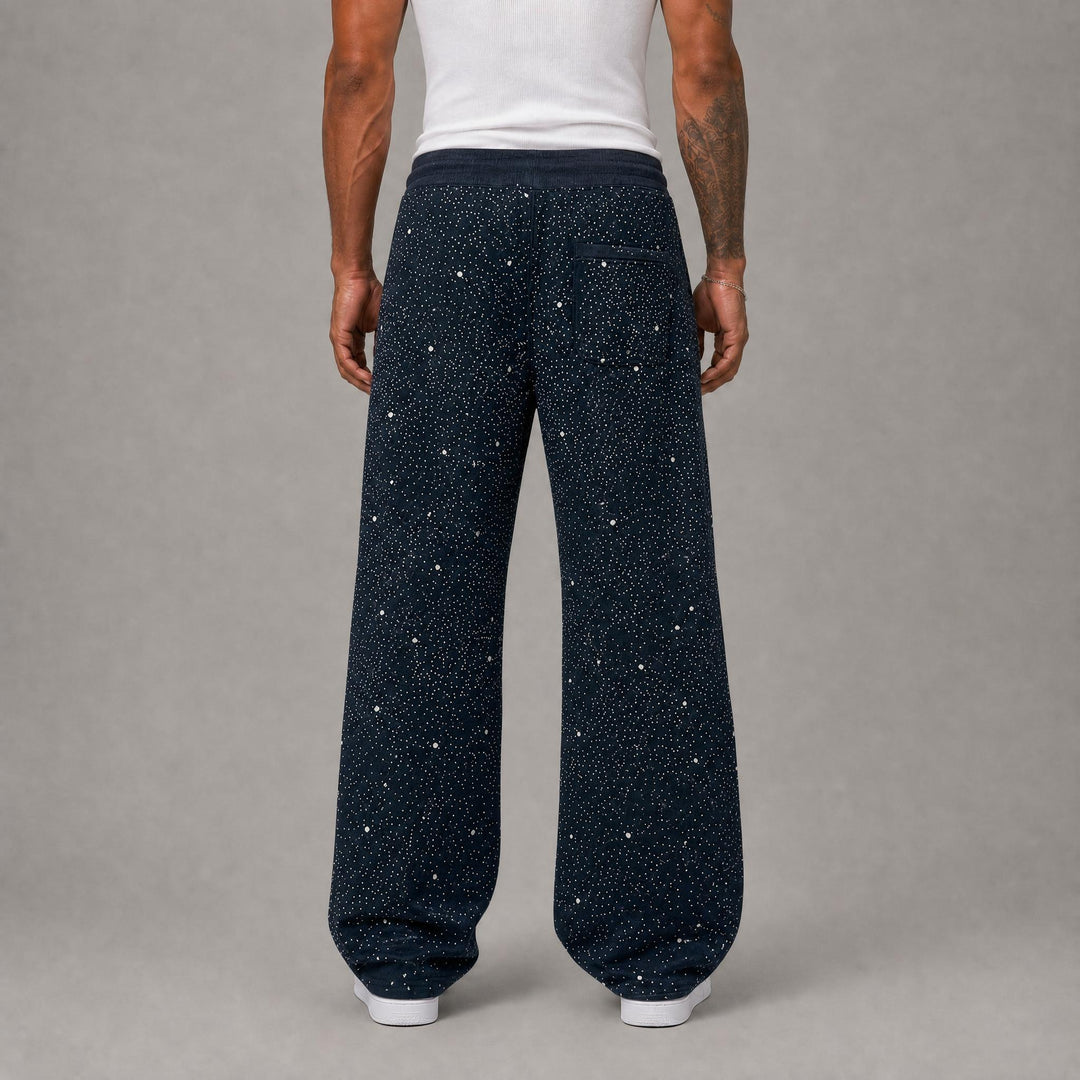 Rhinestone Stacked Sweats - Black (1)