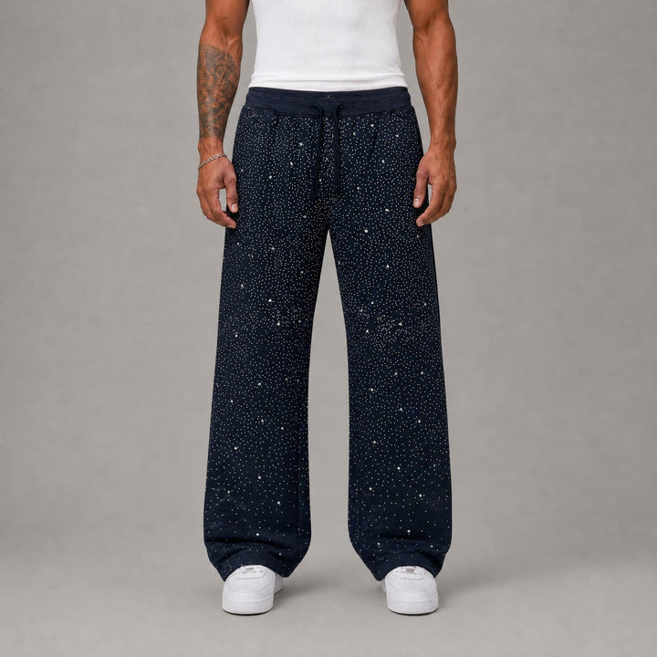 Rhinestone Stacked Sweats - Black (1)