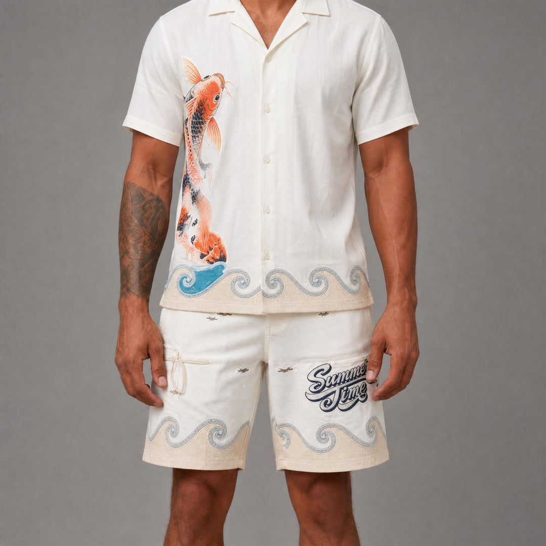 Rich Gang (1814) White Summer Time Shorts