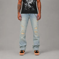 Rip & Repair Skinny Flare Jeans - Men's Streetwear Denim Jeans